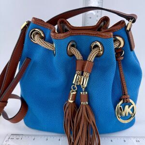 Michael Kors Marina Canvas Gathered Drawstring Bucket Tote